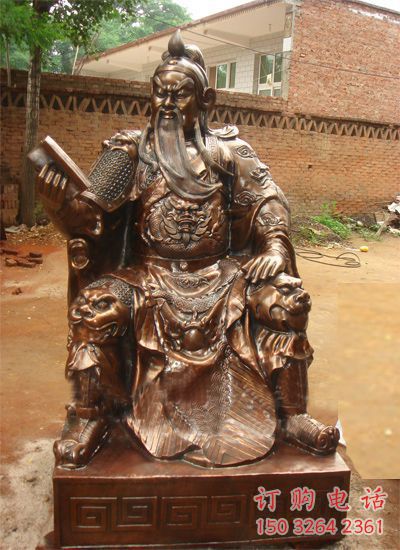 古銅色關(guān)公佛像廠家 鑄銅工藝 寺廟佛像類(lèi)