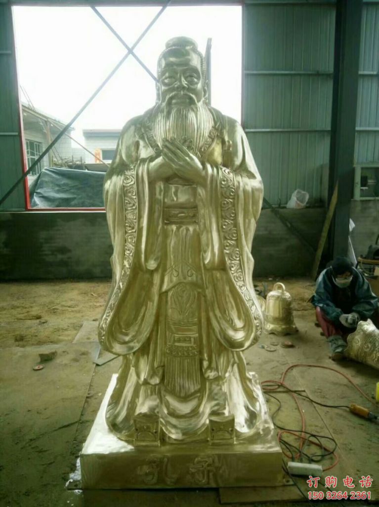 黃銅孔子雕像廠家 立式銅孔子雕像制作