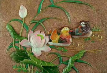 鴛鴦戲水浮雕廠家 吉祥寓意 花卉動物浮雕組合