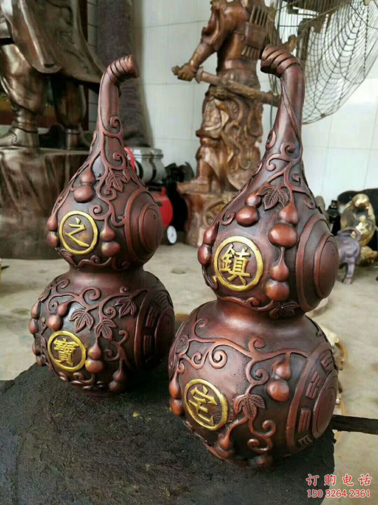 銅葫蘆雕塑廠家 鎮(zhèn)宅招財擺件 景觀銅器擺件