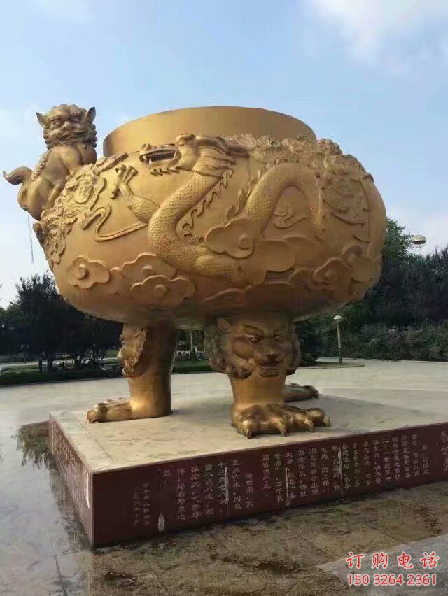 佛堂香爐雕塑廠家 家用佛堂銅雕 盤龍香爐雕塑