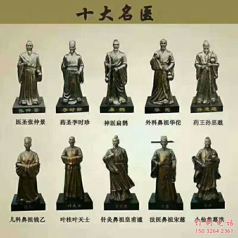 十大名醫(yī)銅雕廠家 醫(yī)院神醫(yī)銅雕 古代神醫(yī)雕像