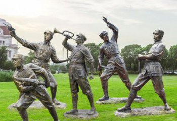 軍人銅雕廠家 軍旅黨建主題銅雕人物