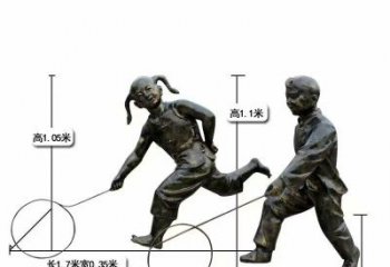 滾鐵環(huán)銅雕廠家 兒童體育主題銅雕制作