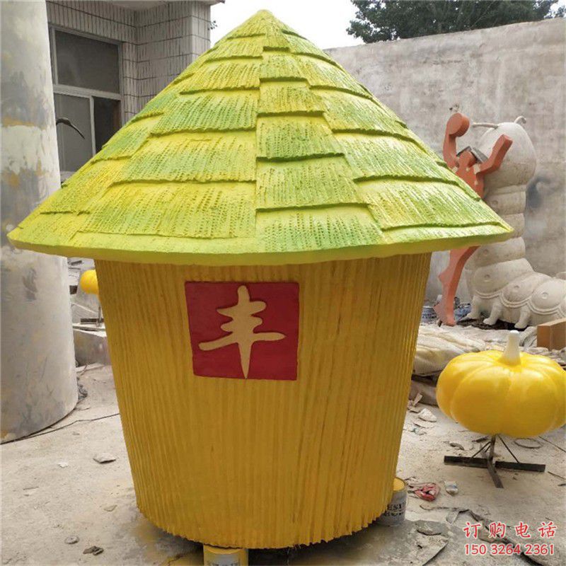 農(nóng)耕主題糧倉銅雕 彩繪糧倉銅雕廠家