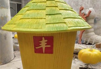 農(nóng)耕主題糧倉銅雕 彩繪糧倉銅雕廠家
