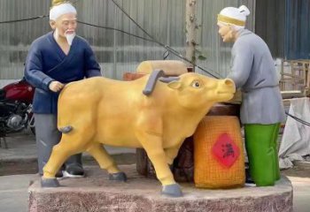 豐收主題拉磨盤銅雕 拉磨盤銅雕廠家