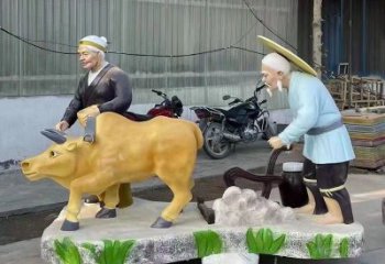 豐收牛拉犁主題銅雕 牛拉犁銅雕廠家
