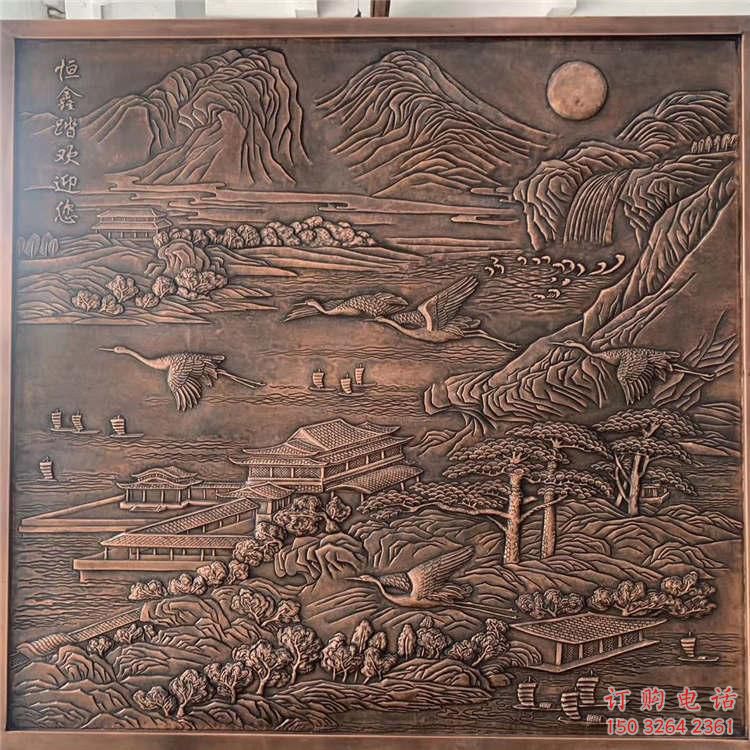 松鶴延年浮雕廠家 紅銅浮雕雕塑制作
