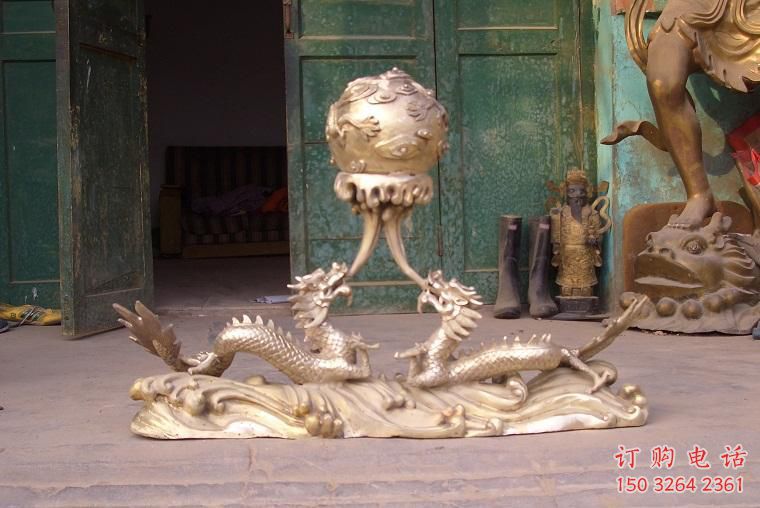 二龍戲珠銅雕塑廠家 動物工藝品銅雕生產(chǎn)制作