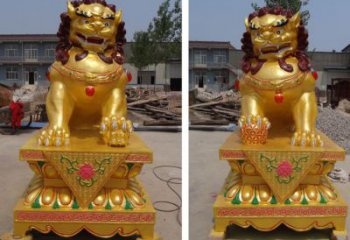 鎏金獅子雕塑廠家 鎏金工藝 獅子銅雕加工定做