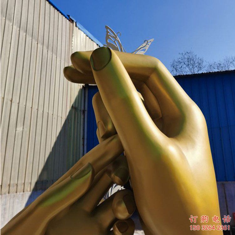 大手拉小手銅雕塑廠家 銅雕手景觀雕塑