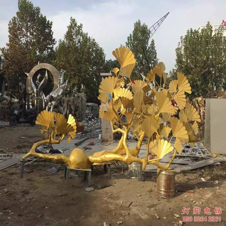 銀杏樹(shù)雕塑廠家 鑄銅植物景觀雕塑