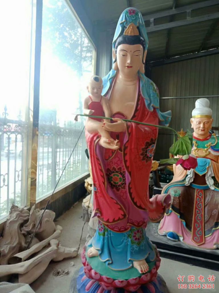 拿花送子觀音佛像 寺廟佛像制作