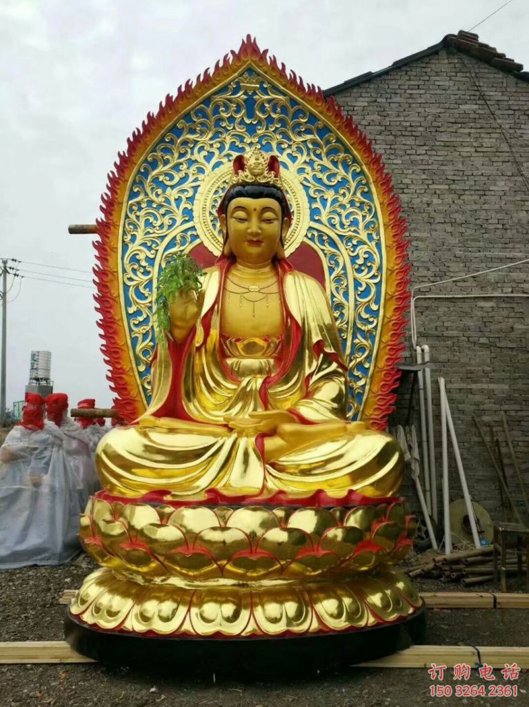 屏風觀音佛像廠家 寺廟臥蓮觀音佛像