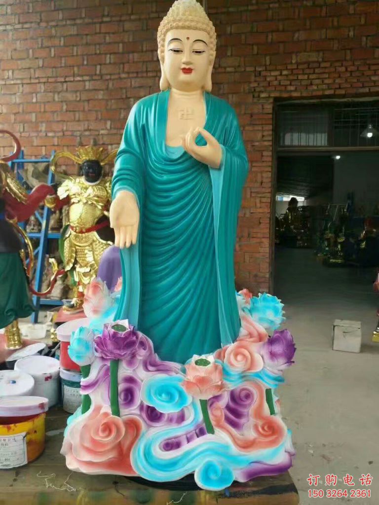踏花觀音佛像 綠衣踏花觀音佛像