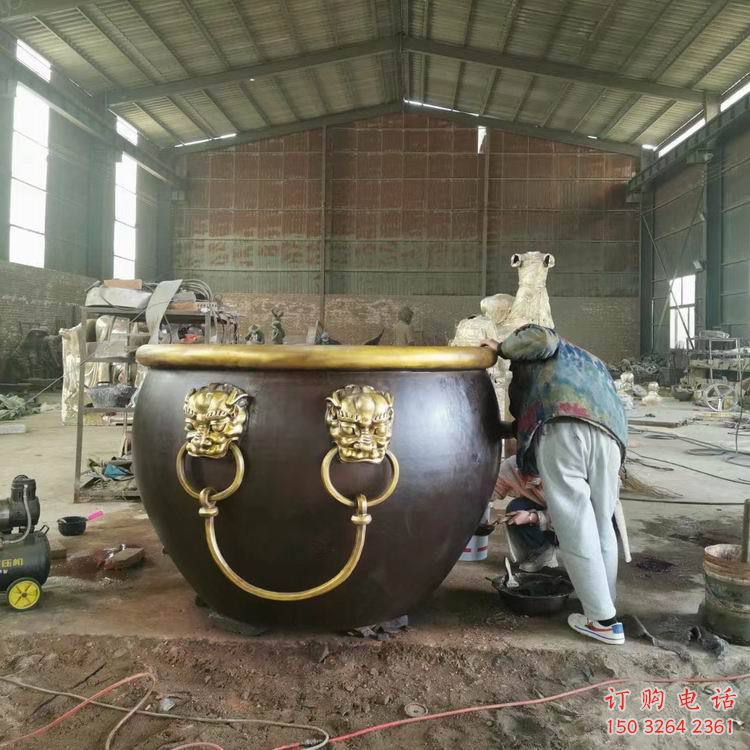 太平缸雕塑廠家 鑄銅太平缸雕塑制作