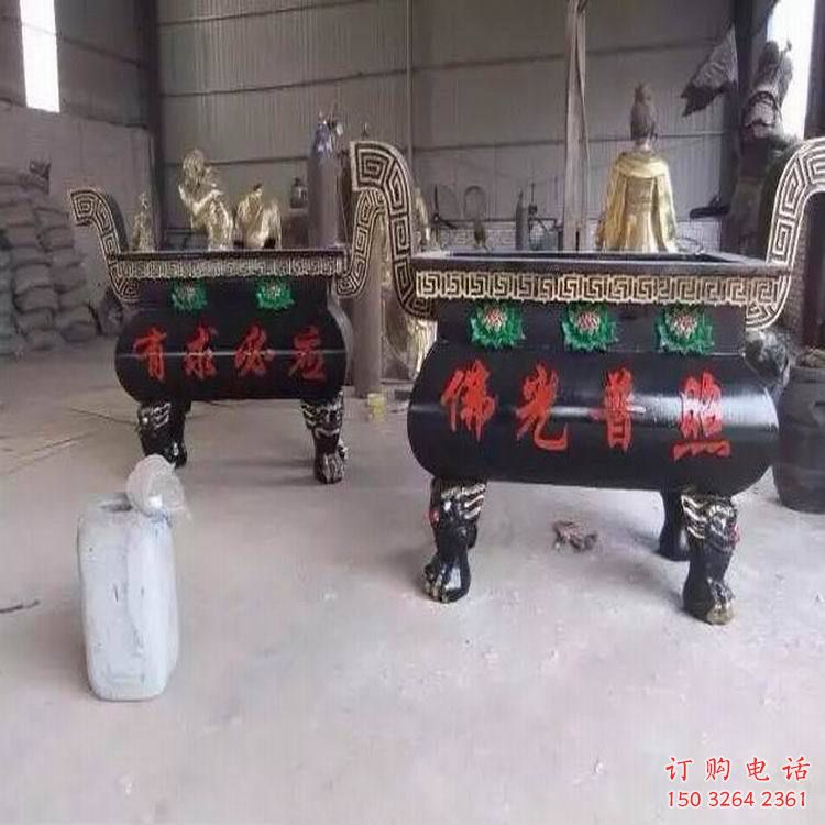四足方形香爐銅雕