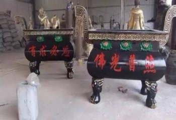 四足方形香爐銅雕
