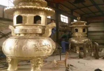 寺廟銅香爐雕塑廠家 鑄銅香爐雕塑