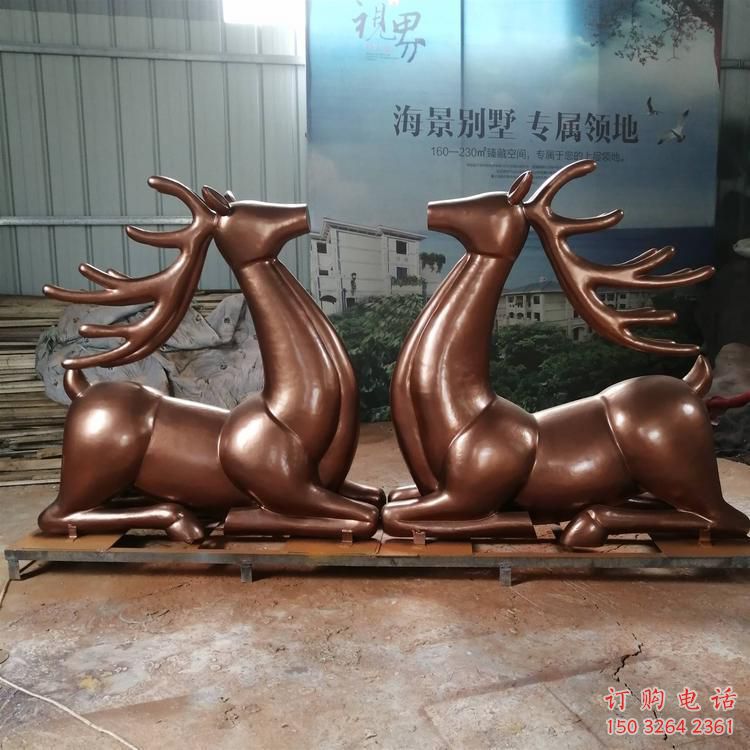 母子鹿銅雕