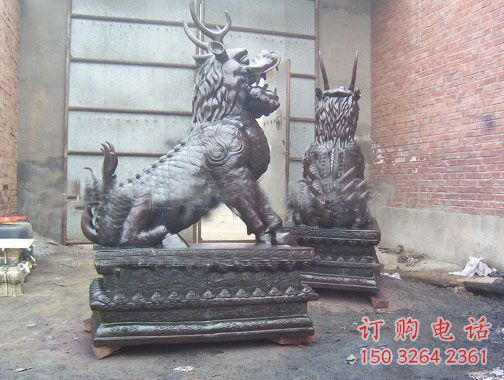 仿古麒麟銅雕廠家 鑄銅仿古動(dòng)物雕塑