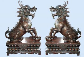 門口銅麒麟雕塑廠家 鑄銅門口動(dòng)物雕塑
