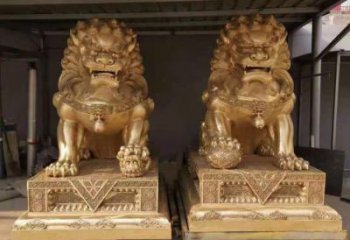 創(chuàng)意銅獅子雕塑廠家 黃銅鑄造動(dòng)物擺件