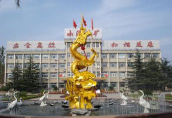 祥龍銅雕廠家 云朵和龍銅雕塑