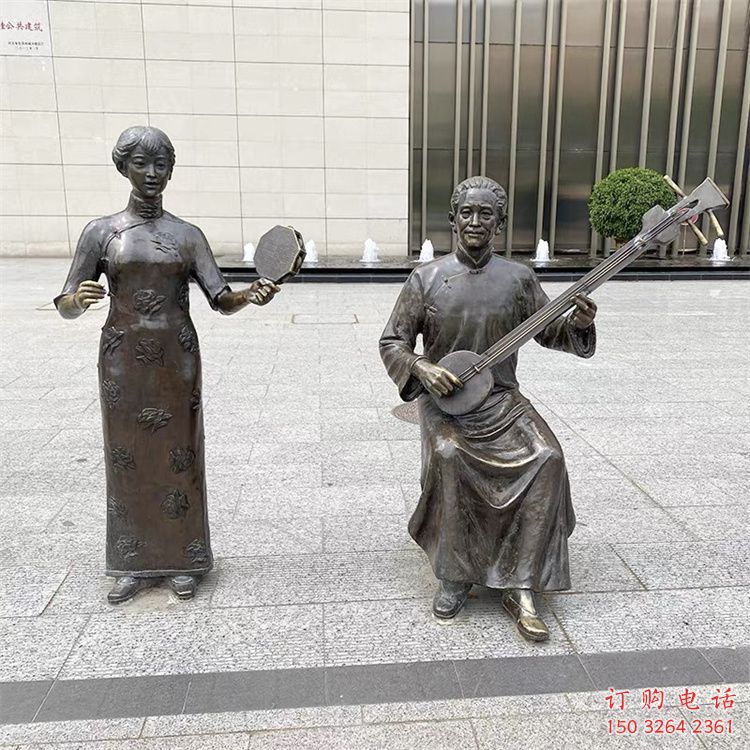 公園仿古音樂銅雕廠家  街頭黃銅人物銅雕
