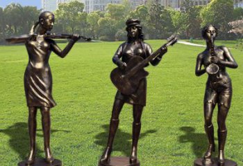 音樂美女銅雕廠家 公園廣場現(xiàn)代人物銅雕