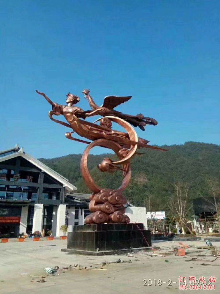 廣場(chǎng)美女銅雕廠家 彩繪人物 公園鑄銅工藝銅雕