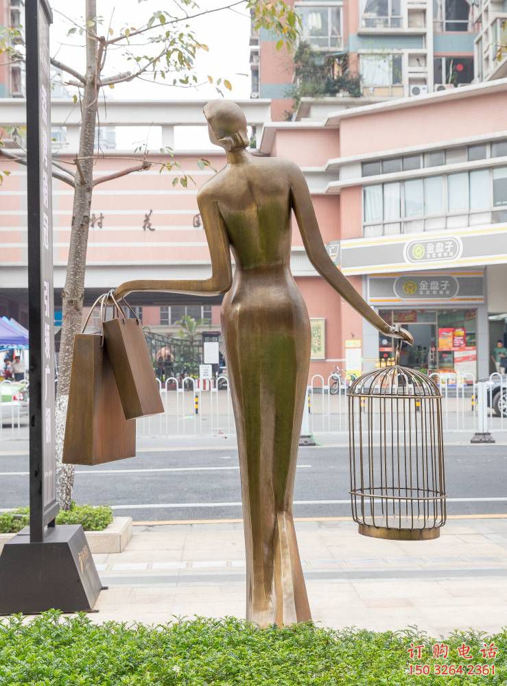 街頭女人銅雕廠家 廣場人物 現(xiàn)代銅人銅雕