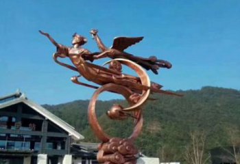 廣場美女銅雕廠家 彩繪人物 公園鑄銅工藝銅雕
