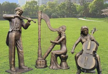 鑄銅美女銅雕廠家  廣場音樂人物 公園黃銅銅雕