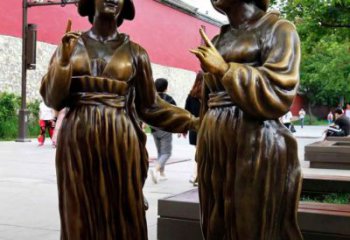 民俗仿古女人銅雕廠家 公園銅人銅雕 農(nóng)村女人銅雕
