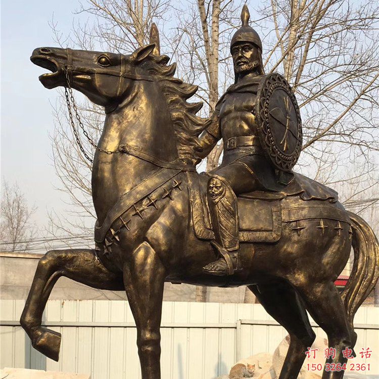 仿古武士騎馬銅雕廠家 公園將軍銅雕 黃銅歷史人物銅像