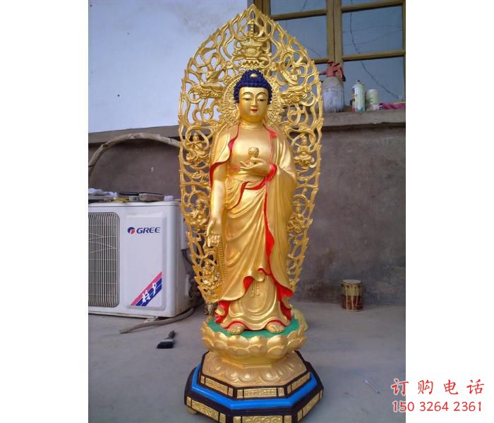 如來佛神像廠家 寺廟銅雕 彩繪銅像定做