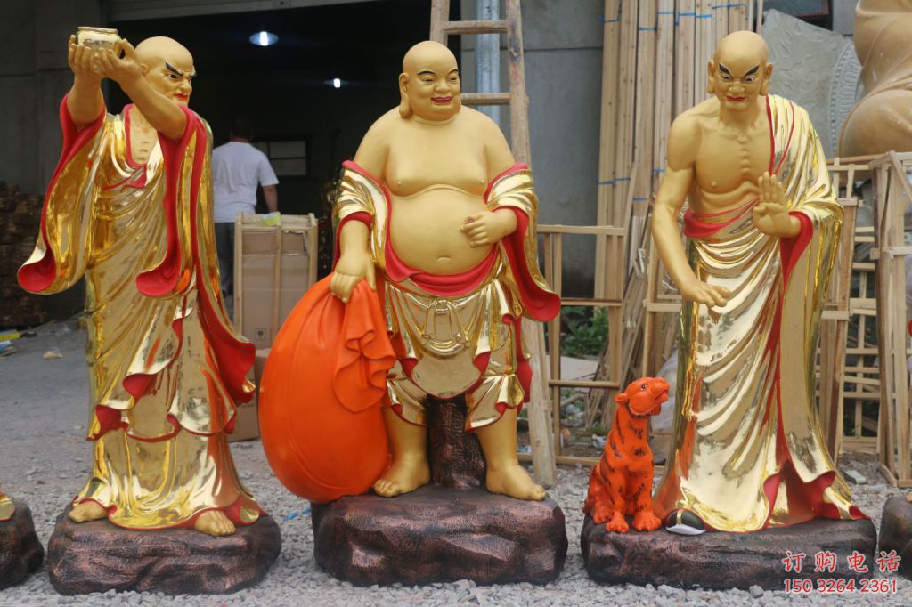 寺廟十八羅漢銅像廠家 彩繪銅像 黃銅材質(zhì)神像