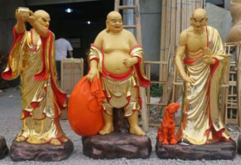 寺廟十八羅漢銅像廠家 彩繪銅像 黃銅材質(zhì)神像