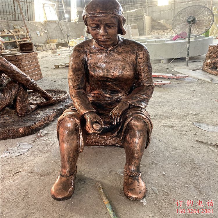 農(nóng)活婦女銅雕廠家 公園人物銅雕 農(nóng)村婦女銅雕制作