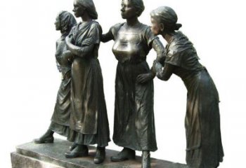 街頭女生銅雕廠家 農(nóng)村人物銅雕  公園婦女銅雕制作