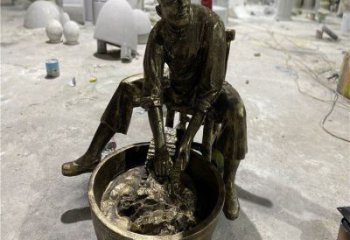 女生人物肖像銅雕廠家 農(nóng)村農(nóng)活銅像 洗衣婦女銅雕