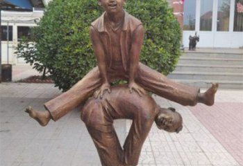 廣場(chǎng)跳馬兒童銅雕廠家 少兒銅像 公園男孩銅雕定做