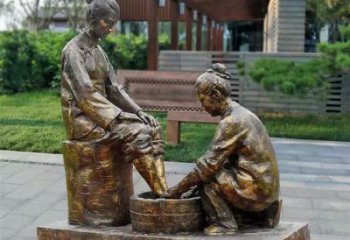 男子銅雕廠家 孝道銅雕 公園人物銅雕定做