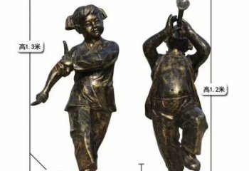 音樂人男孩銅雕廠家 民俗少兒音樂人 廣場(chǎng)男孩銅雕制作
