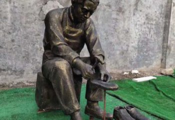 街頭修鞋匠銅雕廠家 廣場(chǎng)民俗人物 修鞋匠肖像銅雕