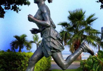 女生運動員銅雕廠家 黃銅人物銅像 運動員肖像銅雕