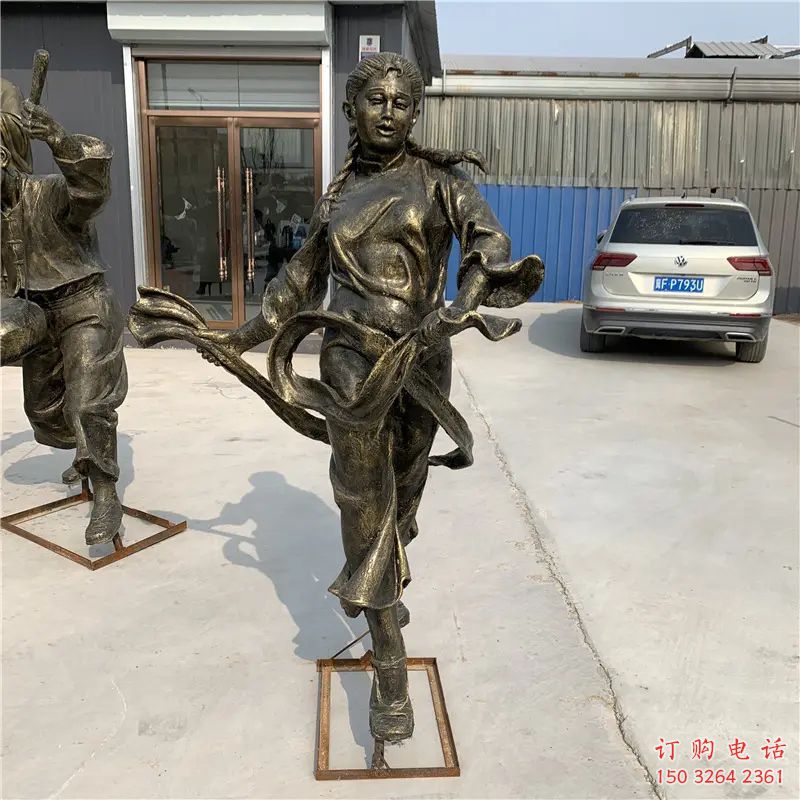 音樂人扭秧歌銅雕廠家 民俗樂隊銅像 扭秧歌音樂人銅像