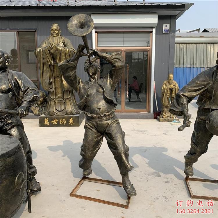 扭秧歌天使銅雕廠家 樂(lè)隊(duì)人物銅雕  公園扭秧歌銅雕制作
